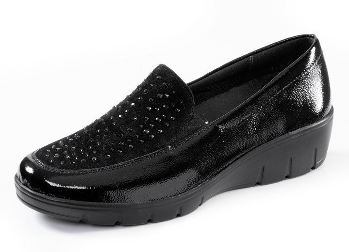 Slipper & Schnürschuhe - ELENA EDEN, bequeme Damen-Slipper, Weite H, mit herausnehmbarem Fußbett, in Größe 3 1/2 bis 8, in Farbe SCHWARZ Ansicht 1