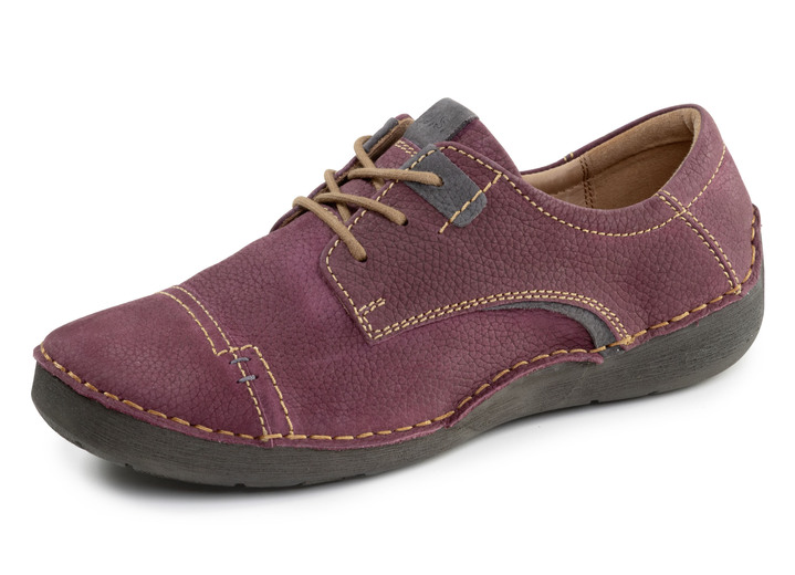Slipper & Schnürschuhe - Josef Seibel, klassische Damen-Schnürschuhe, Weite G, mit herausnehmbarem Fußbett, in Größe 036 bis 043, in Farbe BEERE-GRAU Ansicht 1