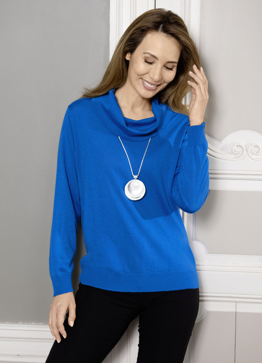 Basics - Pullover in Feinstrick mit Schurwolle Basics - Pullover in Feinstrick mit Schurwolle, in Größe 036 bis 050, in Farbe ROYALBLAU