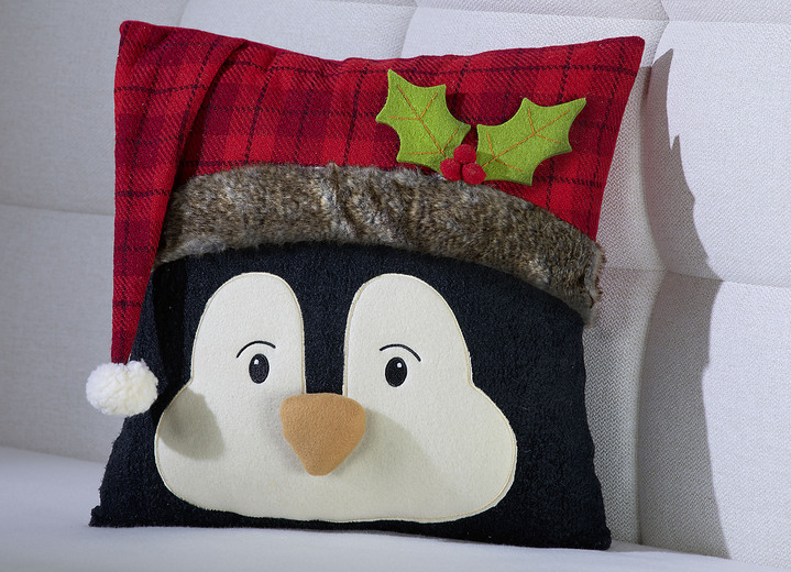 Dekokissen & Hüllen - Kissenbezug Weihnachtspinguin, in Farbe BUNT Ansicht 1