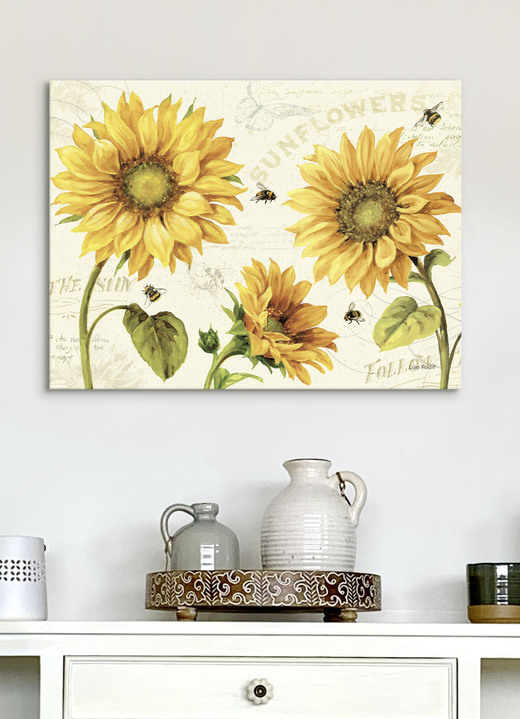 Blumen - Hochwertiges Leinwandbild, in Farbe GELB-CREME Ansicht 1
