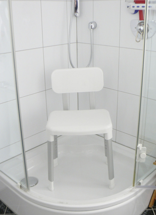 Badhilfen - Höhenverstellbarer Dusch-und Badestuhl, in Farbe WEISS