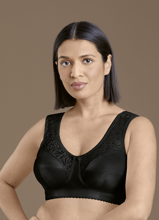 BH ohne Formbügel - Anita Entlastungs-BH mit Spitzeneinsätzen, in Größe 080 bis 115, in Cup C, in Farbe SCHWARZ Ansicht 1