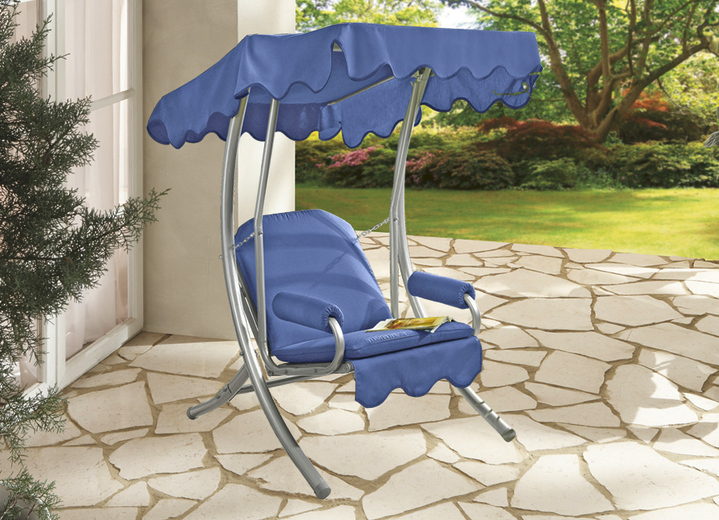 Garten - Hollywood-Schaukel mit Gestell aus verzinktem Stahlrohr, in Farbe BLAU, in Ausführung Single-Schaukel Ansicht 1