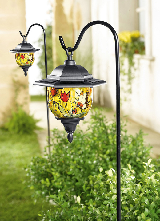 Gartenbeleuchtung - Tiffany-Solarleuchten, 2er-Set, in Farbe SCHWARZ