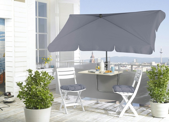 Sicht- & Sonnenschutz - Höhenverstellbarer Balkonschirm mit Knickmechanismus, in Farbe GRAU Ansicht 1