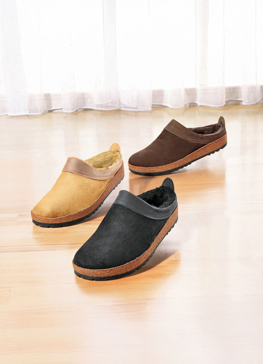 Sandaletten & Pantoletten - Lammfell-Clog für Damen und Herren von Haflinger, in Größe 036 bis 046, in Farbe SCHWARZ Ansicht 1