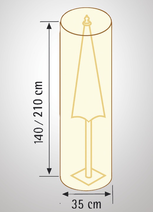 Gartengeräte und Zubehör - Reißfeste, witterungsbeständige und atmungsaktive Schutzhüllen, in Farbe BEIGE UNI, in Ausführung für Schirm, Höhe 210 cm Ansicht 1