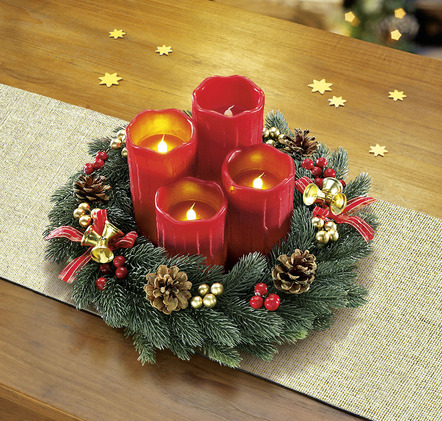 Adventskranz mit LED-Echtwachskerzen