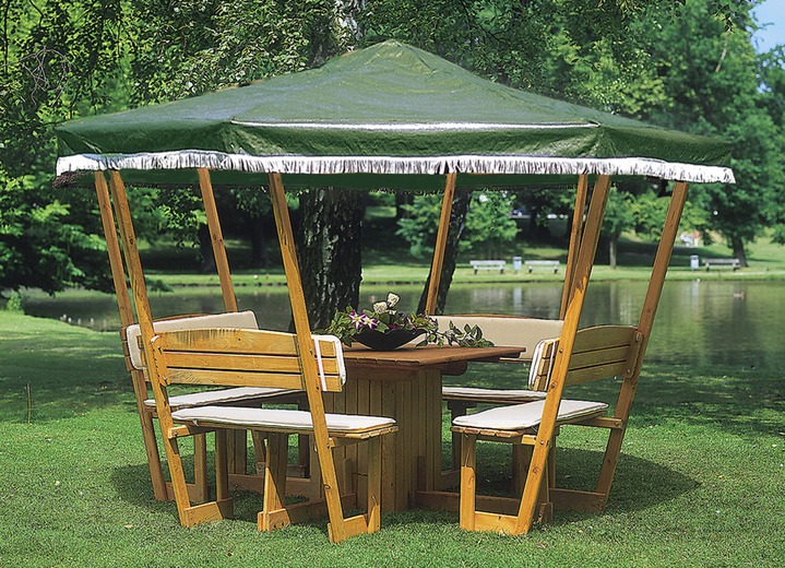 Pavillons - Pavillon mit Zubehör , in Farbe HONIG, in Ausführung Pavillon mit grünem Dach Ansicht 1