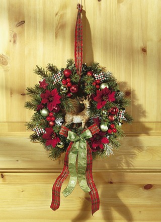 Wandkranz mit Weihnachtssternblüten