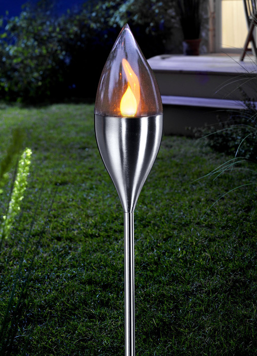 Gartenbeleuchtung - LED-Fackel Olympos mit Flackereffekt, in Farbe SILBER