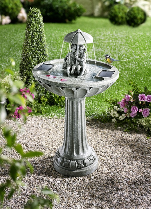 Gartendekoration - Solar-Springbrunnen, in Farbe GRAU