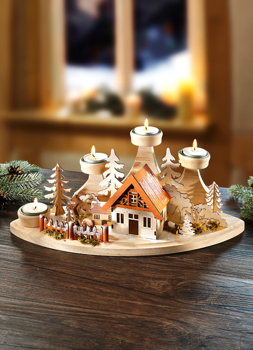 - Adventsteelichthalter aus Holz, in Farbe