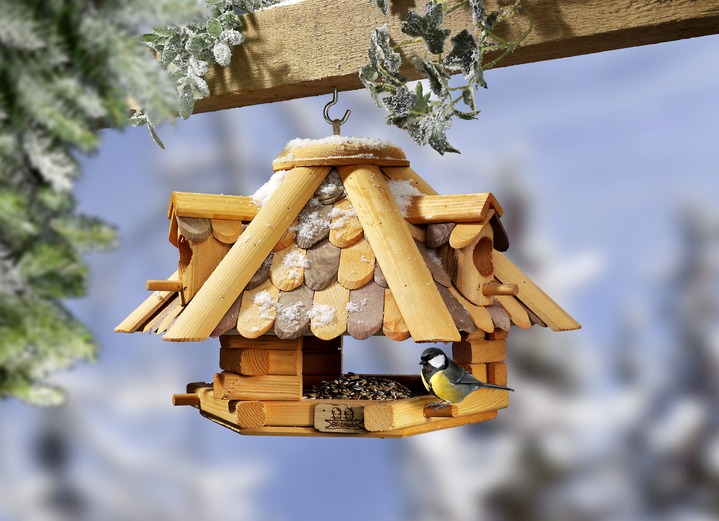 Winterlicher Garten - Vogelhaus-Pavillon aus Erlenholz , in Farbe BRAUN