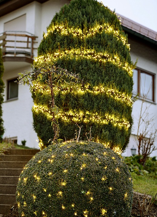 Weihnachten - Cluster-LED-Lichterkette mit digitalem Outdoor-Trafo, in Farbe SCHWARZ, in Ausführung mit 384 LEDs und 8 Leuchtmodi; Gesamtlänge 14 m Ansicht 1