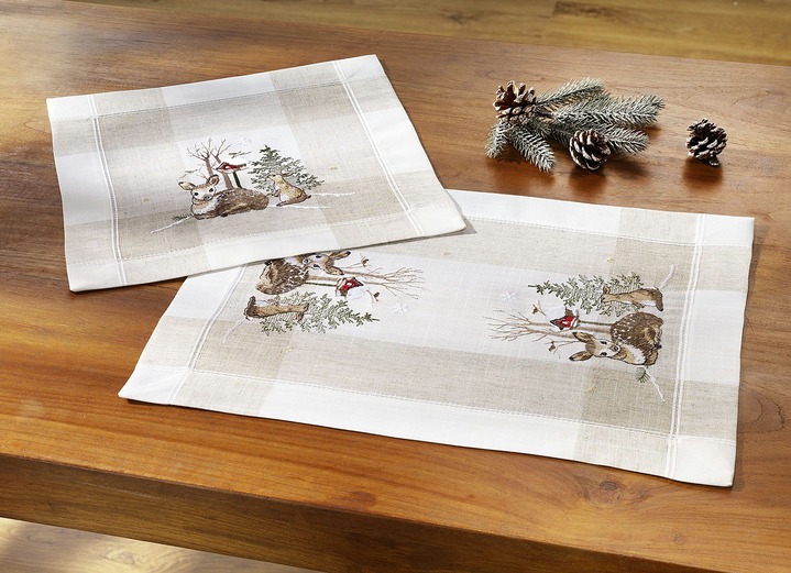 - Tisch- und Raumdekoration mit Tier-Motiven, in Größe 101 (Deckchen, 35x 50 cm) bis 404 (Kissenbezug, 40x 40 cm), in Farbe