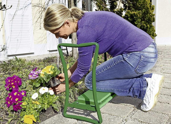Gartenpflege - Knie-Stuhl zum Sitzen und Knien mit Gestell aus Metall, in Farbe GRÜN Ansicht 1