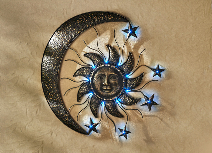 Leuchtende Dekoration - Wanddeko mit Solartechnik und integrierter LEDs, in Farbe KUPFER