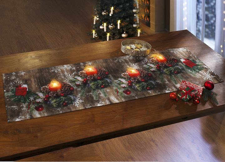 Tischdecken - Schäfer Tischdekoration mit LED-Beleuchtung, in Größe 145 (Läufer, 40x140 cm) bis 185 (Tischdecke, 85x 85 cm), in Farbe ROT