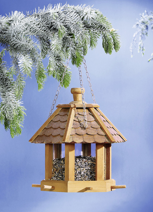 Winterliche Gartenhelfer - Holz-Futterhaus mit Schindeldach, in Farbe BRAUN