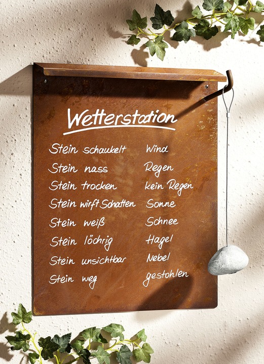 Gartendekoration - Wetterstation aus gerostetem Stahlblech, in Farbe BRAUN