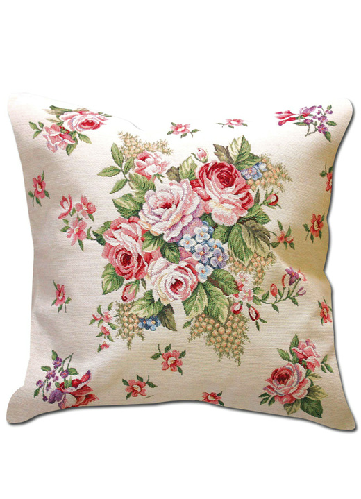 - Kissenbezug mit Blumen-Dessin, in Farbe BUNT, in Ausführung Dessin 