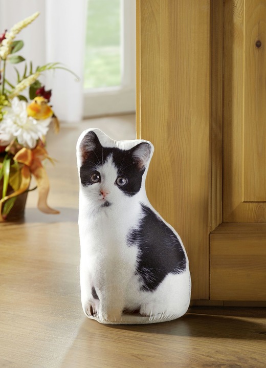 Wohnaccessoires - Türstopper Katze, in Farbe SCHWARZ-WEISS