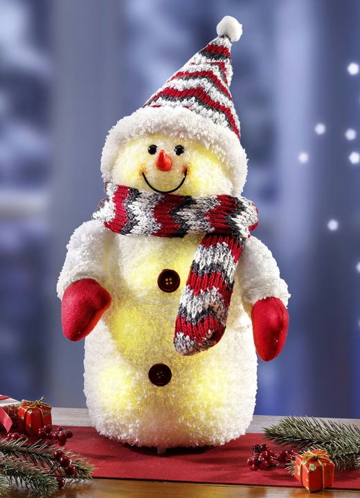 Weihnachten - Beleuchteter Schneemann, in Farbe WEISS-ROT