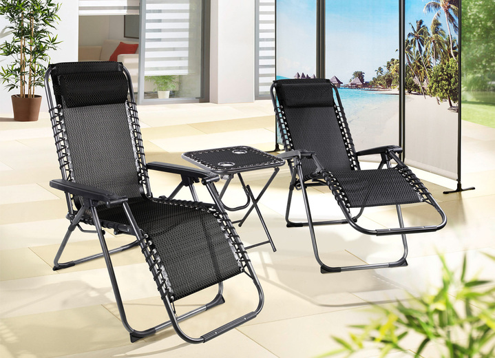 Garten - Praktisches, 3-teiliges Relax-Set zum Super-Preis, in Farbe SCHWARZ-GRAU Ansicht 1