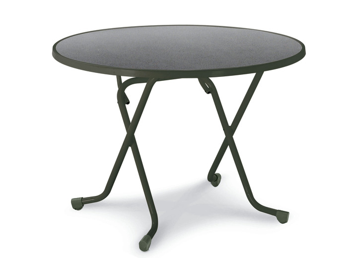 Gartenmöbel - Best Gartentisch mit Stahlrohrgestell, in Farbe ANTHRAZIT, in Ausführung Scheren-Klapptisch, rund Ansicht 1
