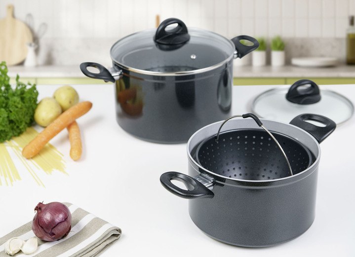 - Topf-Set aus Aluminium, 6-teilig, in Farbe SCHWARZ Ansicht 1