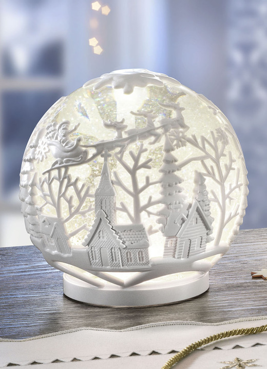Weihnachten - Batteriebetriebene LED-Schneekugel mit automatischem Schneefall, in Farbe WEISS-SILBER