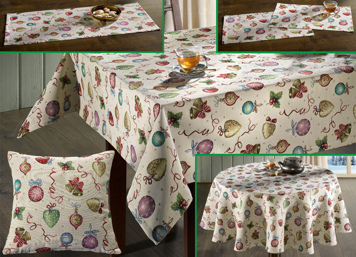 Weihnachten - Gobelin Tisch- und Raumdekoration, in Größe 101 (2x Platzset, 35x 50 cm) bis 404 (Kissenbezug, 40x 40 cm), in Farbe BUNT