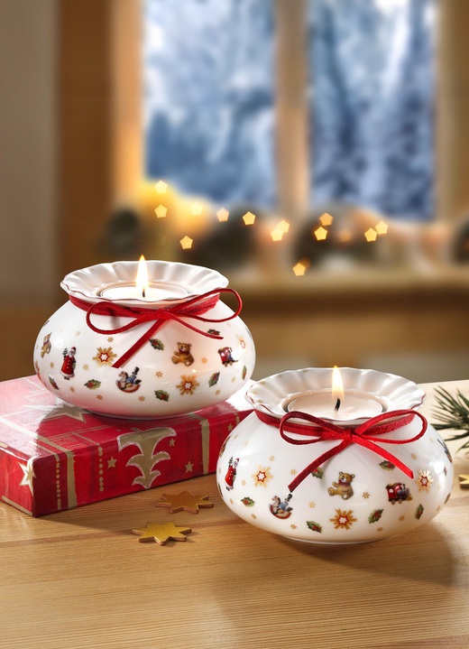 Villeroy & Boch - Villeroy & Boch Teelichthalter aus Porzellan, in Farbe WEISS-ROT Ansicht 1