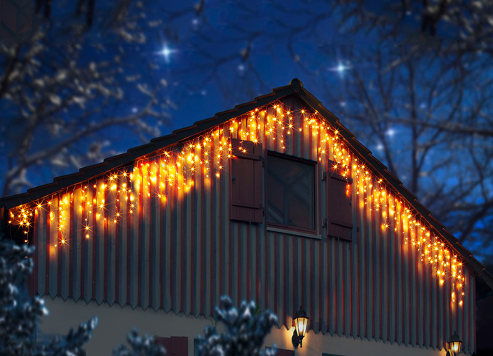 - LED-Lichtervorhang Sternenregen, aus PVC, in Farbe WEISS