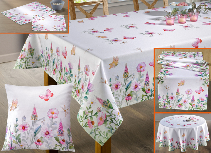 - Floral gestaltete Wohn-Accessoires, in Größe 130 (2 Deckchen, 30x 30 cm) bis 404 (Kissenbezug, 40x 40 cm), in Farbe BUNT