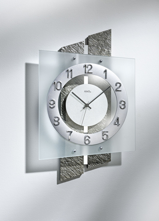- Wanduhr mit Funkuhrwerk, in Farbe GRAU
