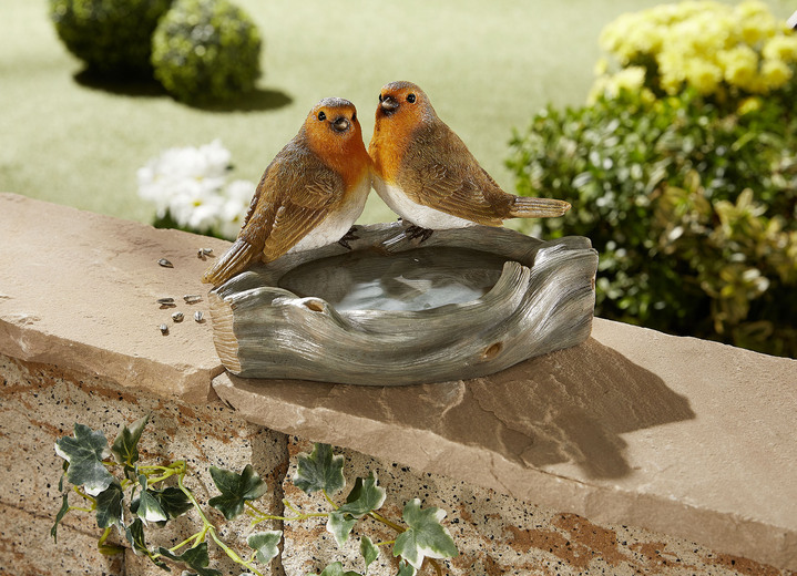 Gartendekoration - Vogeltränke aus Polyresin, in Farbe BUNT