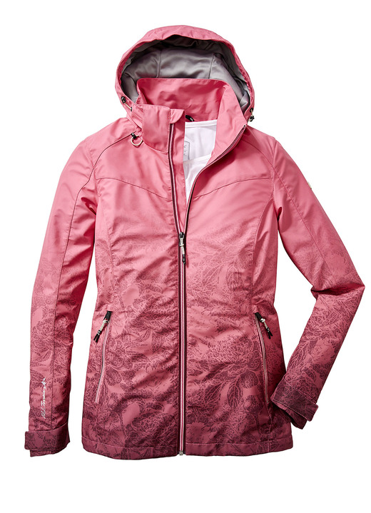 Lang - Modische Damen-Softshell-Jacke mit abnehmbarer Kapuze, in Größe 036 bis 048, in Farbe KORALLE Ansicht 1