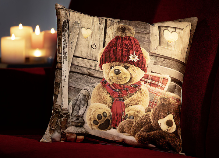 Dekokissen & Hüllen - Kissenbezug mit Teddy-Motiv, in Farbe BUNT