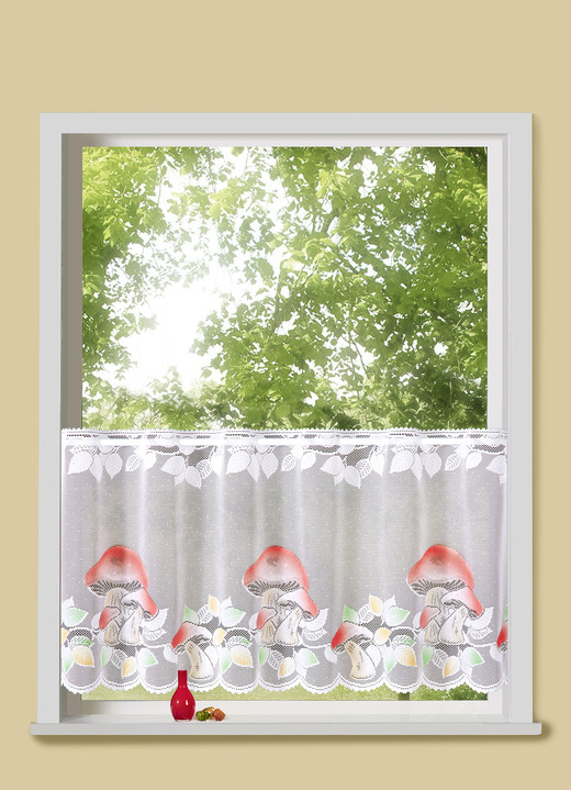 - Kurzstore mit Pilz-Motiven, in Größe 786 (H45xB 84 cm) bis 861 (H60xB150 cm), in Farbe WEISS-BUNT