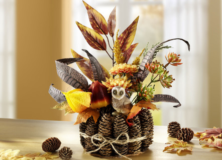 Herbst-Gesteck mit Eule