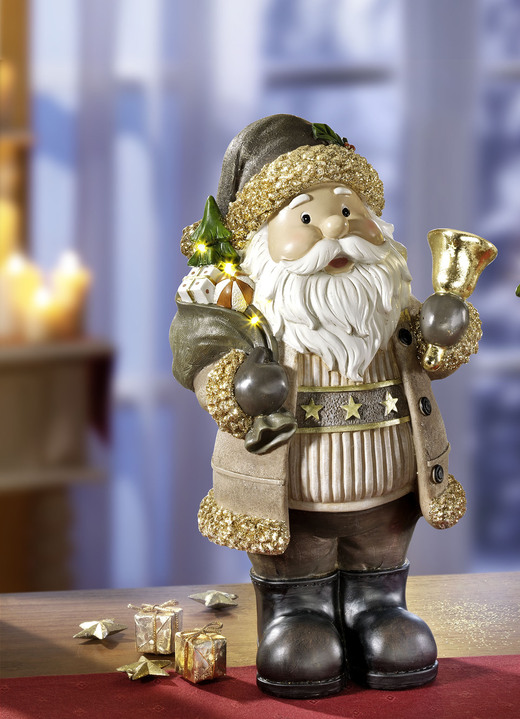 Weihnachten - Beleuchtete Figuren aus Polyresin, in Farbe NATUR-GOLD-BRAUN, in Ausführung Beleuchteter Weihnachtsmann Ansicht 1