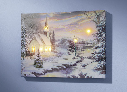 Batteriebetriebenes LED-Bild mit Winterlandschaft