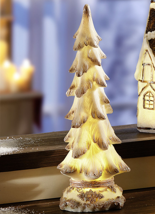 Weihnachten - Beleuchtete Deko-Figuren aus Polyresin, in Farbe WEISS, in Ausführung Tannenbaum Ansicht 1