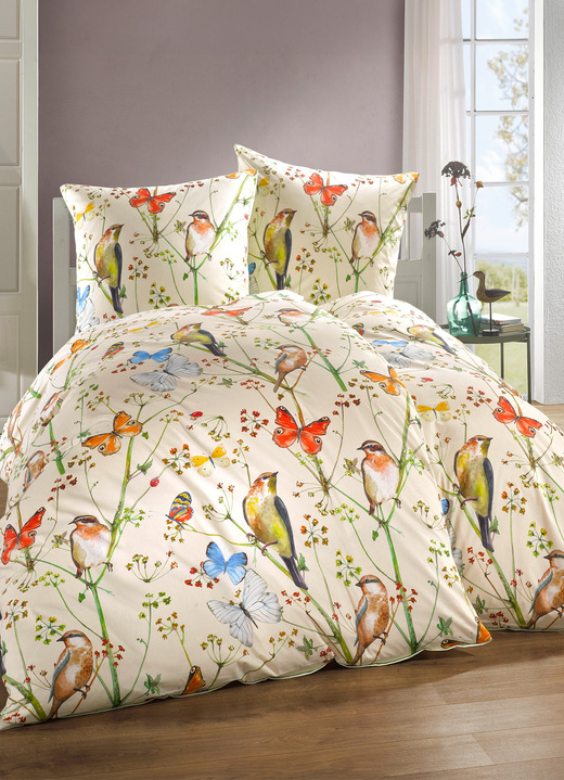 - Soft-Renforcé Bettwäsche-Garnitur mit Digitaldruck Allover, in Größe 111 (40x80 cm + 135x200 cm) bis 115 (80x80 cm + 155x220 cm), in Farbe BUNT Ansicht 1