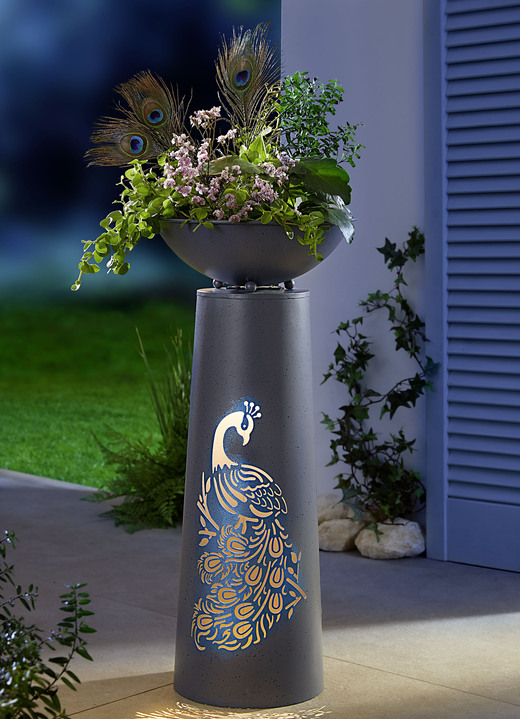 Leuchtende Dekoration - Säule aus lackiertem Eisen mit LED-Beleuchtung, in Farbe GRAUBLAU