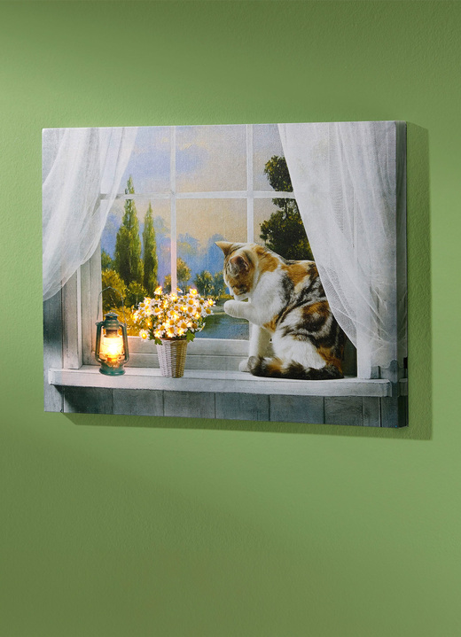 - LED-Bild mit Holzrahmen, in Farbe CREME
