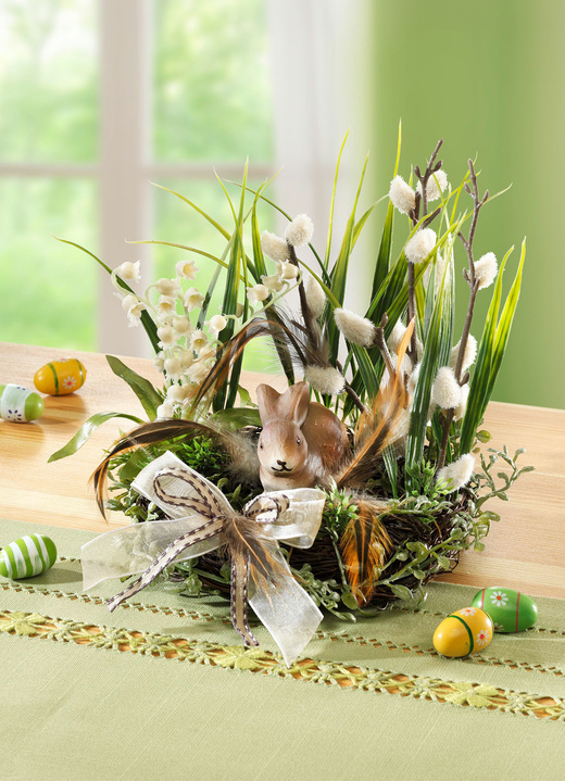 Ostern - Tischgesteck aus Reisig, in Farbe NATUR-GRÜN